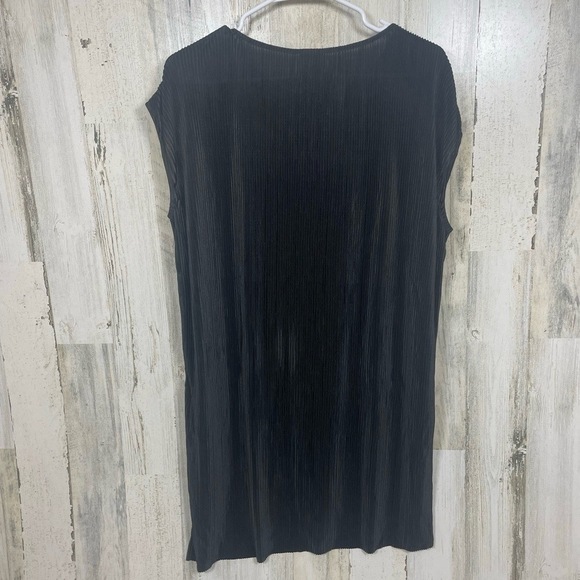 Chico's Travelers Womens Size 3 Black Micro Pleat Assymetrical Tunic Elegant NWT - Picture 5 of 6